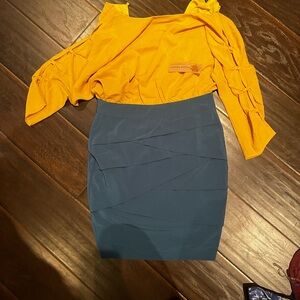 Yellow and blue dress